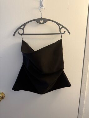 Zara Black Strapless Top with Side Draping